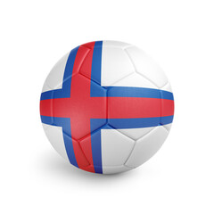 Soccer ball with Faroe Island team flag, isolated on white background