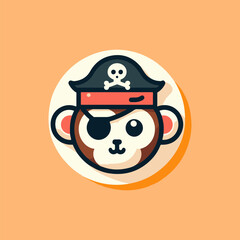 Pirate Monkey With Eye Patch Vector Illustration