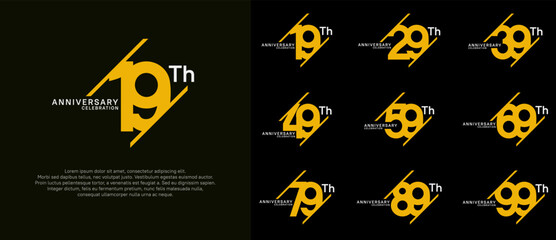 anniversary logotype vector set with yellow color can be use for celebration purpose