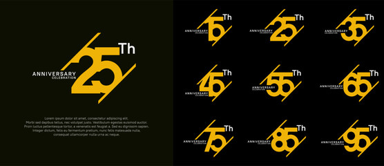 anniversary logotype vector set with yellow color can be use for celebration purpose