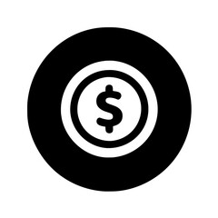 US Dollar coin icon on a Transparent Background