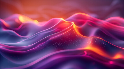 A colorful, abstract painting of a wave with a pink and orange hue. AI.