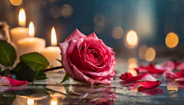 Roses and candles, romantic image
