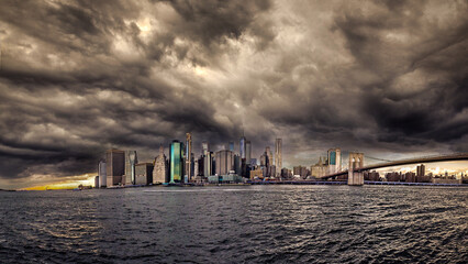 Dramatic skyline of new york city