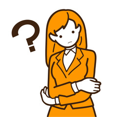 疑問を抱えるビジネスウーマンのイラスト