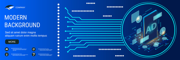 Obraz premium Modern business banner vector design template. Mobile marketing, online business, financial application flat 3d isometric concept