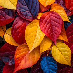 A close-up of vibrant autumn leaves.