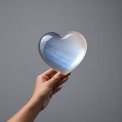 Hand Holding a White Stone Heart