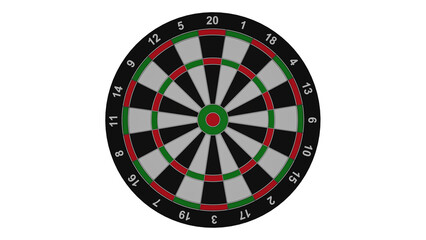Obraz premium Dartboard for darts game isolated on transparent and white background. Darts concept. 3D render