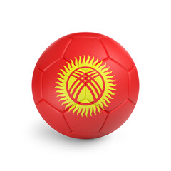 Soccer ball with Kyrgyzstan team flag, isolated on white background