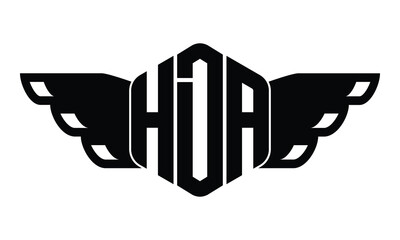 HDA polygon wings logo design vector template.
