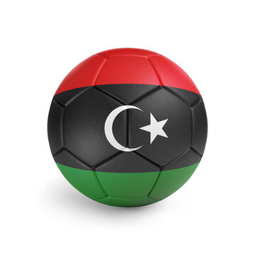 recommend clip art: Soccer ball with Libya team flag, isolated on white background