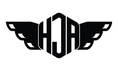 HJA polygon wings logo design vector template.