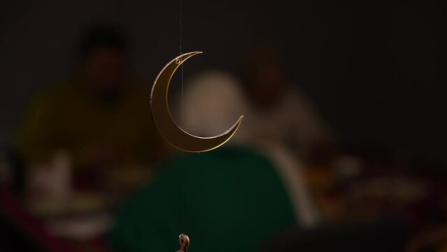 Muslim Family at Traditional Ramadan Iftar Table. Eid al-Fitr Celebrations, Eid Mubarak Concept Video, &Uuml;sk&uuml;dar Istanbul, Turkey (Turkey)