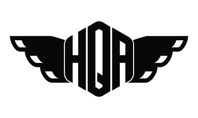 HQA polygon wings logo design vector template.