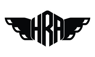 HRA polygon wings logo design vector template.