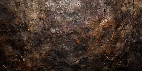 A distressed leather texture, reminiscent of the worn-out armor and gear used by the survivors, offering a rugged and durable background created with Generative AI Technology - obrazy, fototapety, plakaty