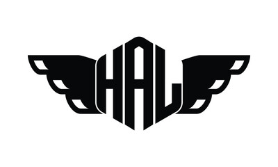 HAL polygon wings logo design vector template. - obrazy, fototapety, plakaty