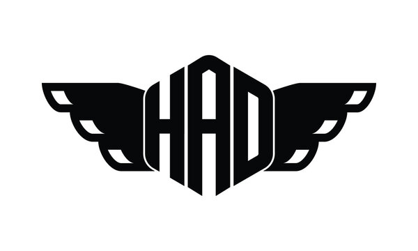 HAO polygon wings logo design vector template.