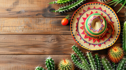 Magnificent Mexican hat and maraca above yellow floor