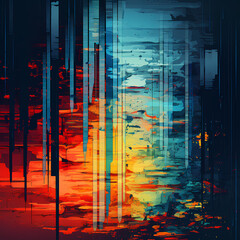 Abstract digital art with glitch effects. 