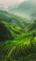 Fototapeta na wymiar A beautiful Landscape Photo of Chinese Rice Terraces