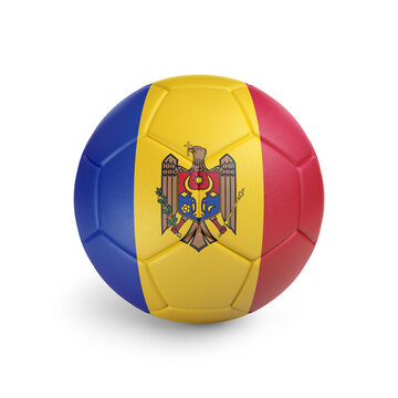 recommend clip art: Soccer ball with Moldova team flag, isolated on white background