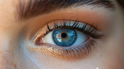 Naklejka premium close up of a female eye with long eyelashes