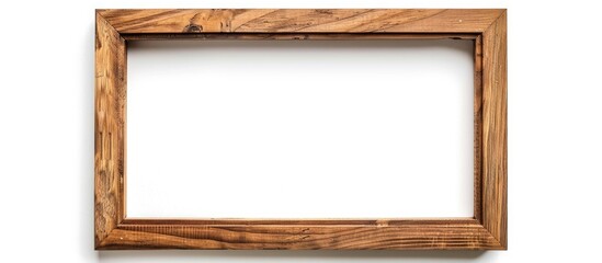 Empty wooden frame for artwork on a white background