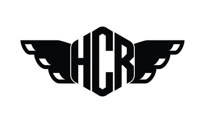 HCR polygon wings logo design vector template.