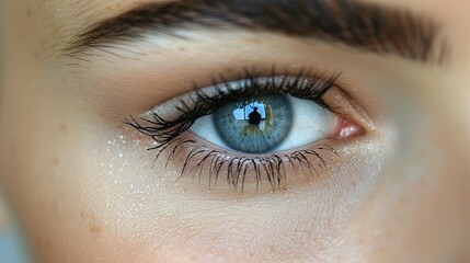 Obraz premium close up of a female eye with long eyelashes