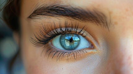 Fototapeta premium close up of a female eye with long eyelashes