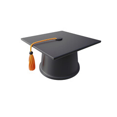 School Graduation Cap: A Simple 3D Cartoon Render for Back to School and Teachers’ Day Graphic Resource, Isolated on Transparent Background, PNG