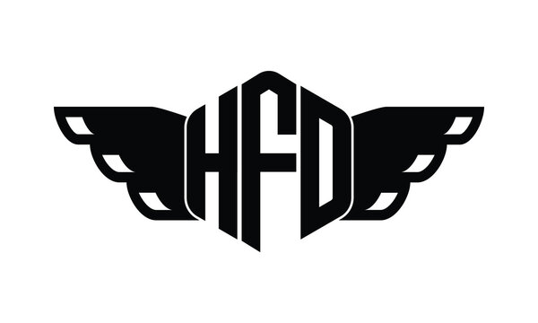 HFO polygon wings logo design vector template.