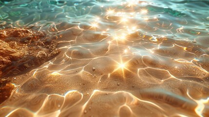 A sandy beach and shallow water texture, capturing the sun-drenched shores and crystal-clear waters of the exotic locales created with Generative AI Technology