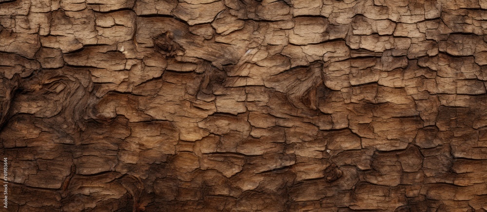 Poster detailed view of the rough and textured surface of a tree trunk, showcasing the intricate patterns a