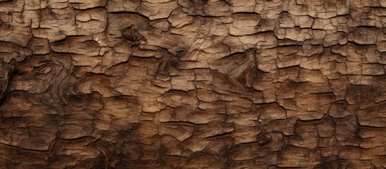 Detailed view of the rough and textured surface of a tree trunk, showcasing the intricate patterns and natural ruggedness - obrazy, fototapety, plakaty