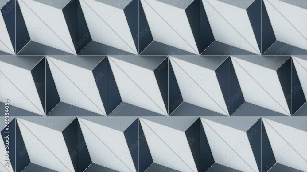 Aufkleber Moving pattern of three-dimensional diamonds. 3d rendering loop animation 4K