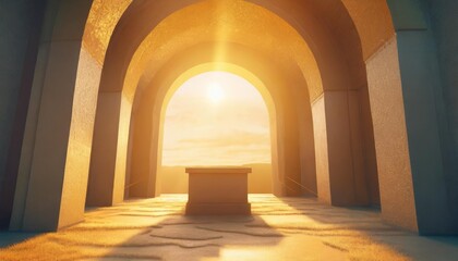 resurrection empty tomb with sunlight