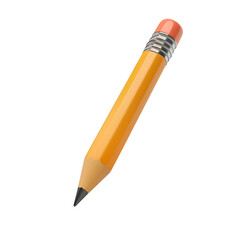 Simple 3D Render of Yellow Writing Pencil Cartoon: A Back to School and Teachers’ Day Graphic Resource, Isolated on Transparent Background, PNG