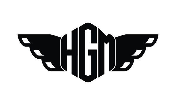 HGM polygon wings logo design vector template.