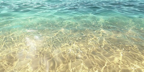 A sandy beach and shallow water texture, capturing the sun-drenched shores and crystal-clear waters of the exotic locales created with Generative AI Technology - obrazy, fototapety, plakaty