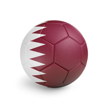 recommend clip art: Soccer ball with Qatar team flag, isolated on white background