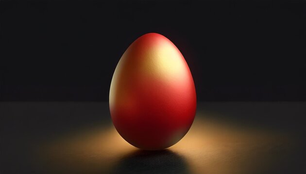 colored red easter egg on bright black background