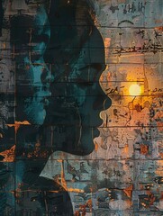 Street art, bold stencils, cultural diversity, blending different traditions harmoniously on a city wall, as the sun sets casting a warm glow over the scene 3D Render, Sunset, Silhouette Lighting
