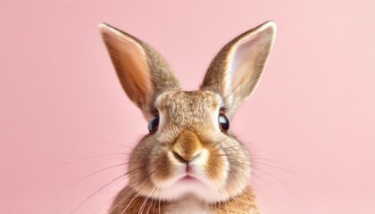 shocked rabbit with big eyes isolated on pink background cute and surprised face studio portrait of surprised rabbit space background for sale banner poster