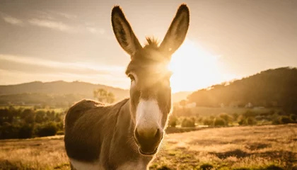 Foto op Plexiglas portrait of a donkey in a studio © Michelle