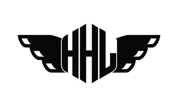HHL polygon wings logo design vector template.