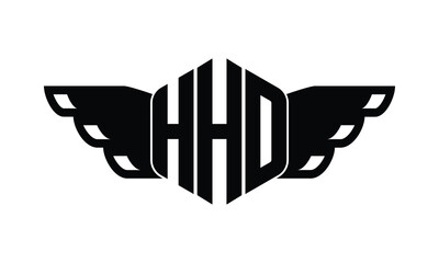 HHO polygon wings logo design vector template.