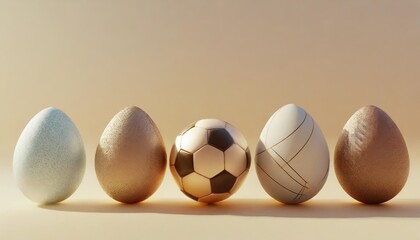 diffferent sport balls as easter egg easter concept with sport theme 3d illustration - obrazy, fototapety, plakaty